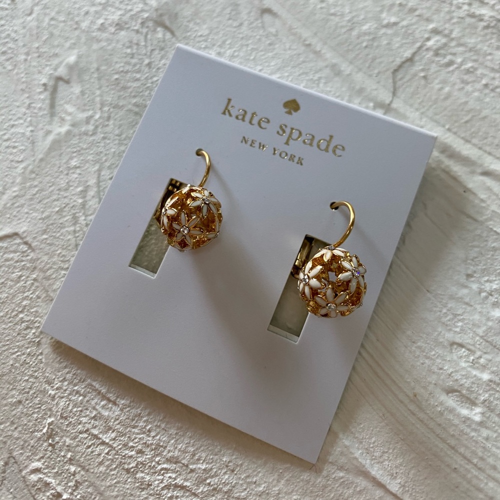 Kate Spade floral ball earrings NWT